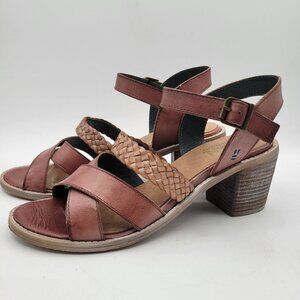 ROAN by Bed Stu Cielo Women's 9 Sandals Genuine Leather Brown Strappy Block Heel